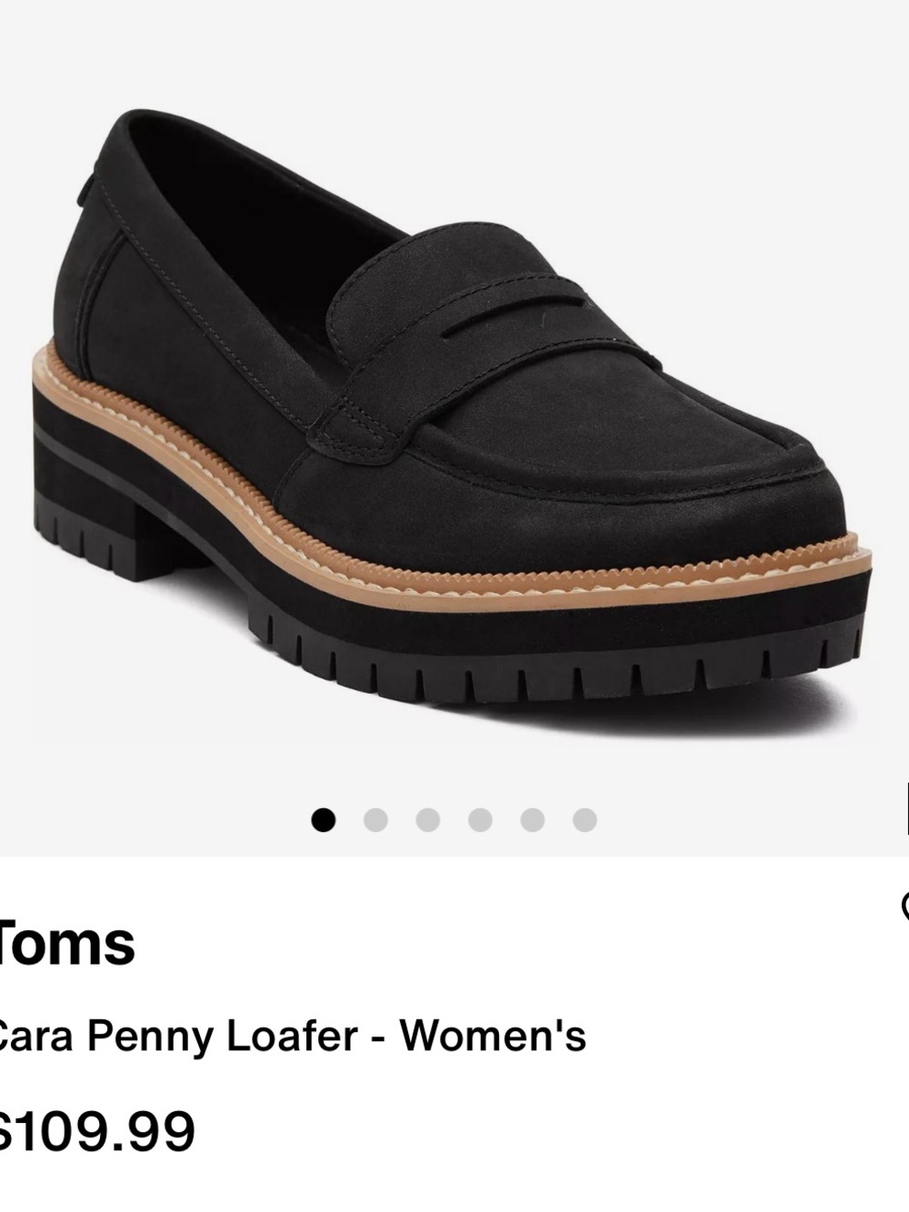 Toms Cara Loafer - Black Platform Lug-Soled Penny Loafers with Tan Welt - Picture 6 of 9